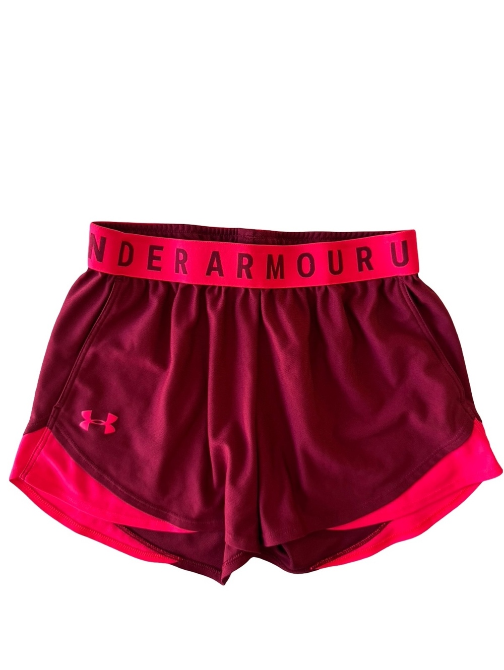Under Armour HeatGear Shorts Women’s XS Burgundy Pink Running Pockets